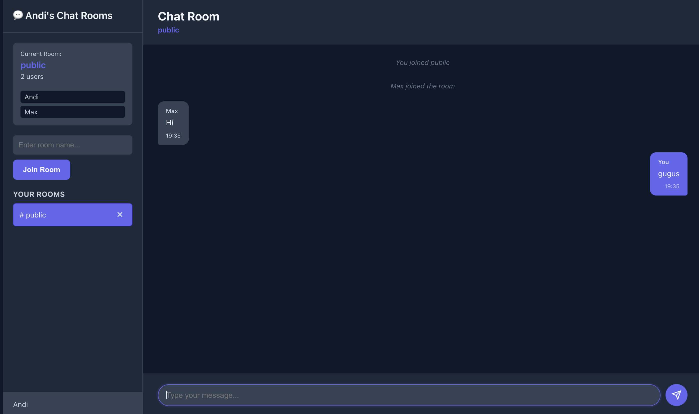 Preview of Chat Room App